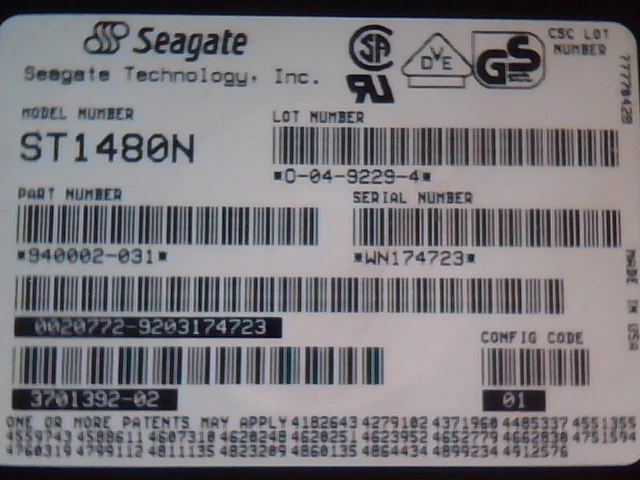 SCSI Hard Disk Drive Seagate ST1480N 940002-031 0-04-9229-4 - image 2