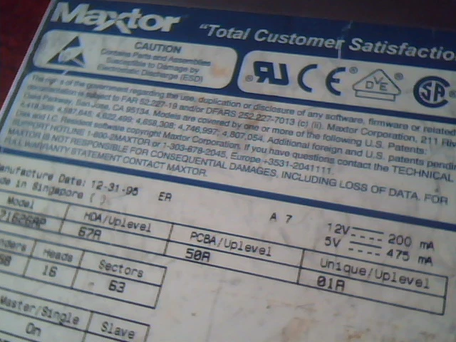Hard Disk Drive Maxtor 71626AP HDD 67A 50A 01A G,D,D - image 3