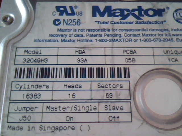 Hard Disk Drive Maxtor 32049H3 HDD 33A 05B 1CA BAC51KJ0 N3R1RNYC - image 2