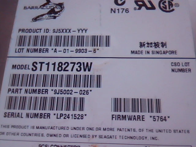 Hard Disk Drive SCSI Seagate ST118273W 9J5002-026 5764 68 pin - image 2