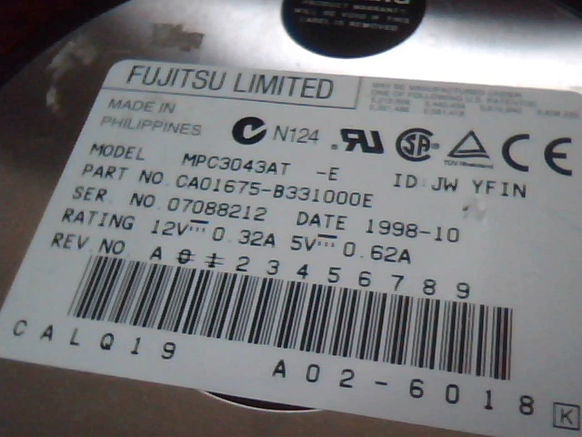 Hard Disk Drive Fujitsu Limited CA01675-B331000E HDD MPC3043AT A02-6018 CA01675 - image 2
