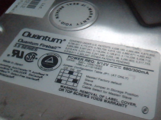 Hard Disk Drive Quantum Fireball FB10S011 HDD Rev 02-E 1080S S1Q04