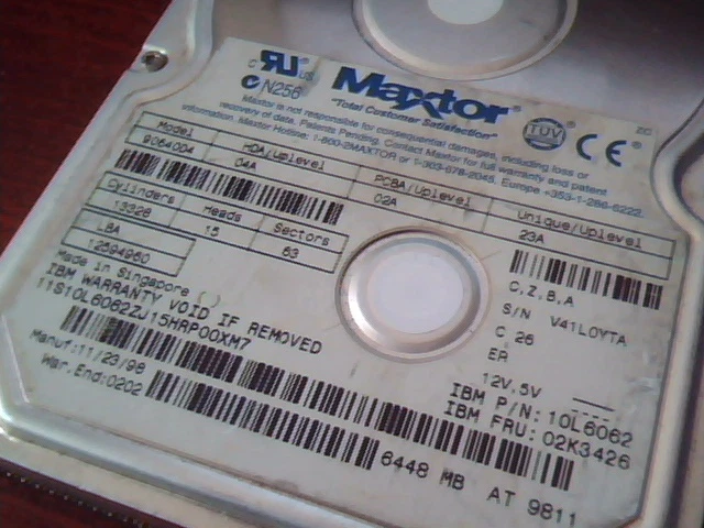Hard Disk Drive Maxtor 90640D4 IBM 10L6062 HDD 02K3426 ✅TESTED