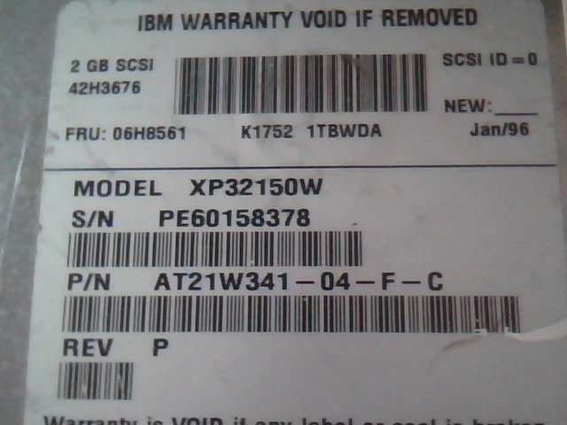 Hard Disk Drive IBM XP32150W P/N AT21W341-04-F-C Rev P 06H8561