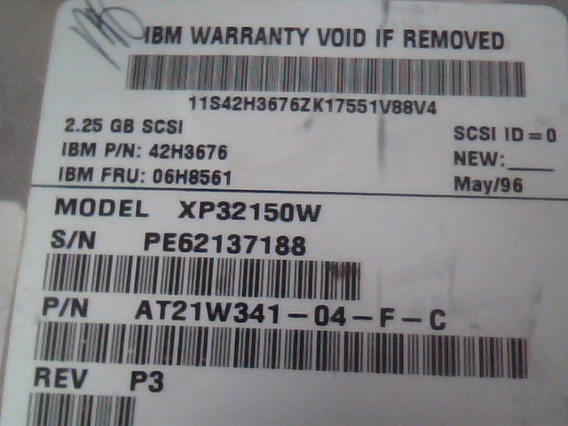 Hard Disk Drive IBM XP32150W P/N AT21W341-04-F-C Rev P3 42H3676
