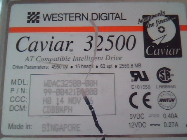 Hard Drive Western Digital Caviar 32500 99-004218-000 CDBBKPH WDAC32500-00H