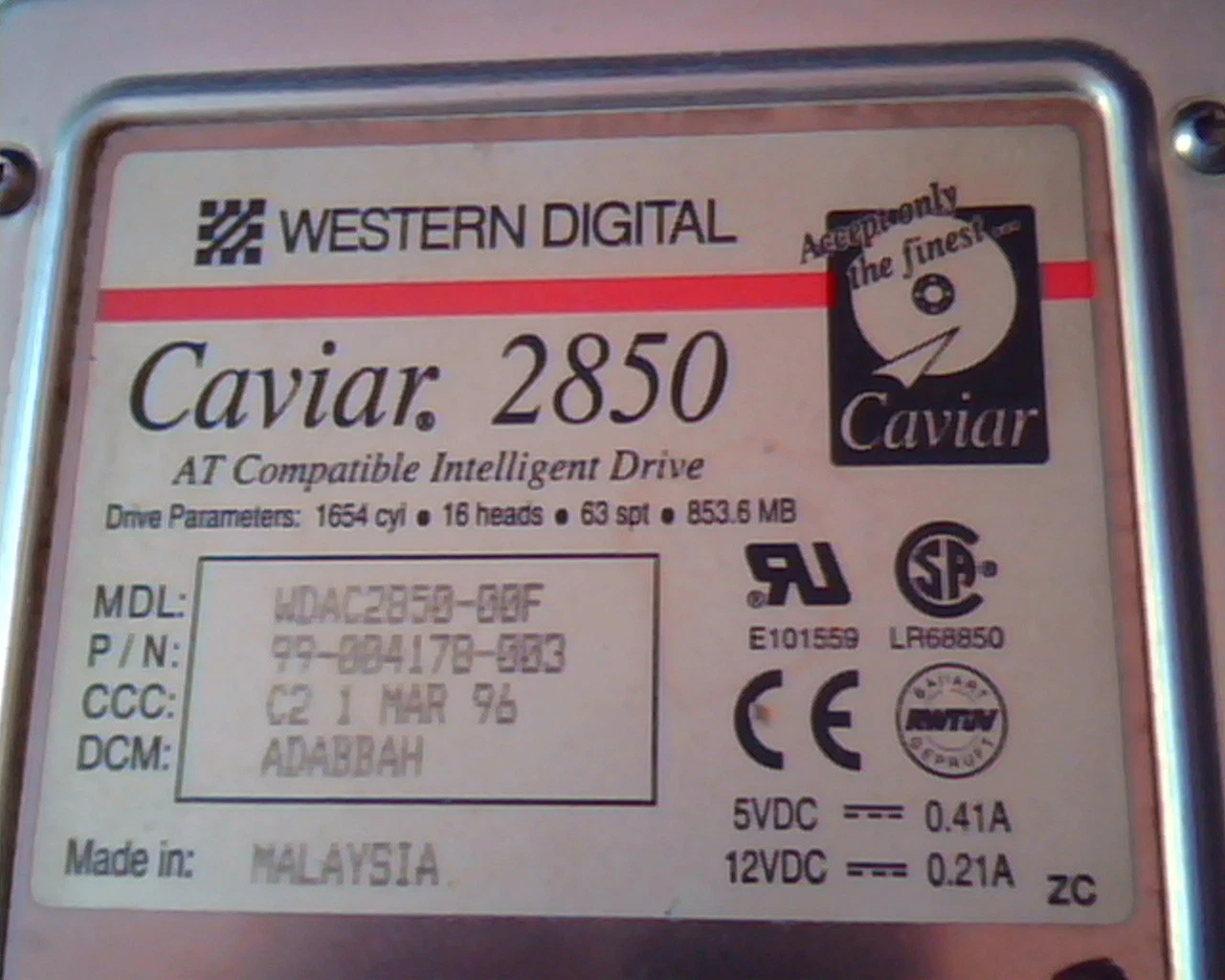 Hard Disk IDE Drive Western Digital Caviar 2850 99-004178-003 - image 2