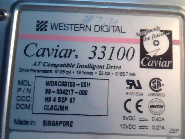 Hard Drive Western Digtal Caviar 33100 99-004217-000 WDAC33100-00H