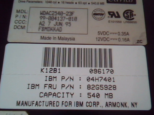 Hard Drive Western Digital Caviar 2540 99-004137-010 540MB 540 AT IDE 40pin - image 2