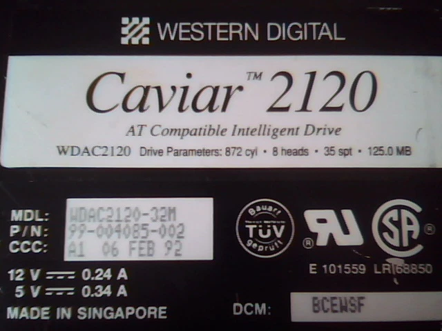 Hard Drive Western Digital Caviar 2120 99-004085-002 WDAC2120-32M BCEWSF