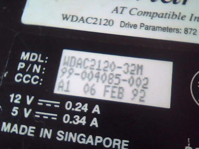 Hard Drive Western Digital Caviar 2120 99-004085-002 WDAC2120-32M BCEWSF - image 2