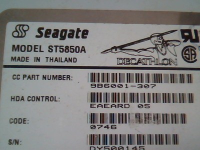 Hard Disk Drive Seagate Decathlon ST5850A 9B6001-307 0746