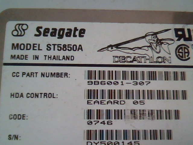 Hard Disk Drive Seagate Decathlon ST5850A 9B6001-307 0746