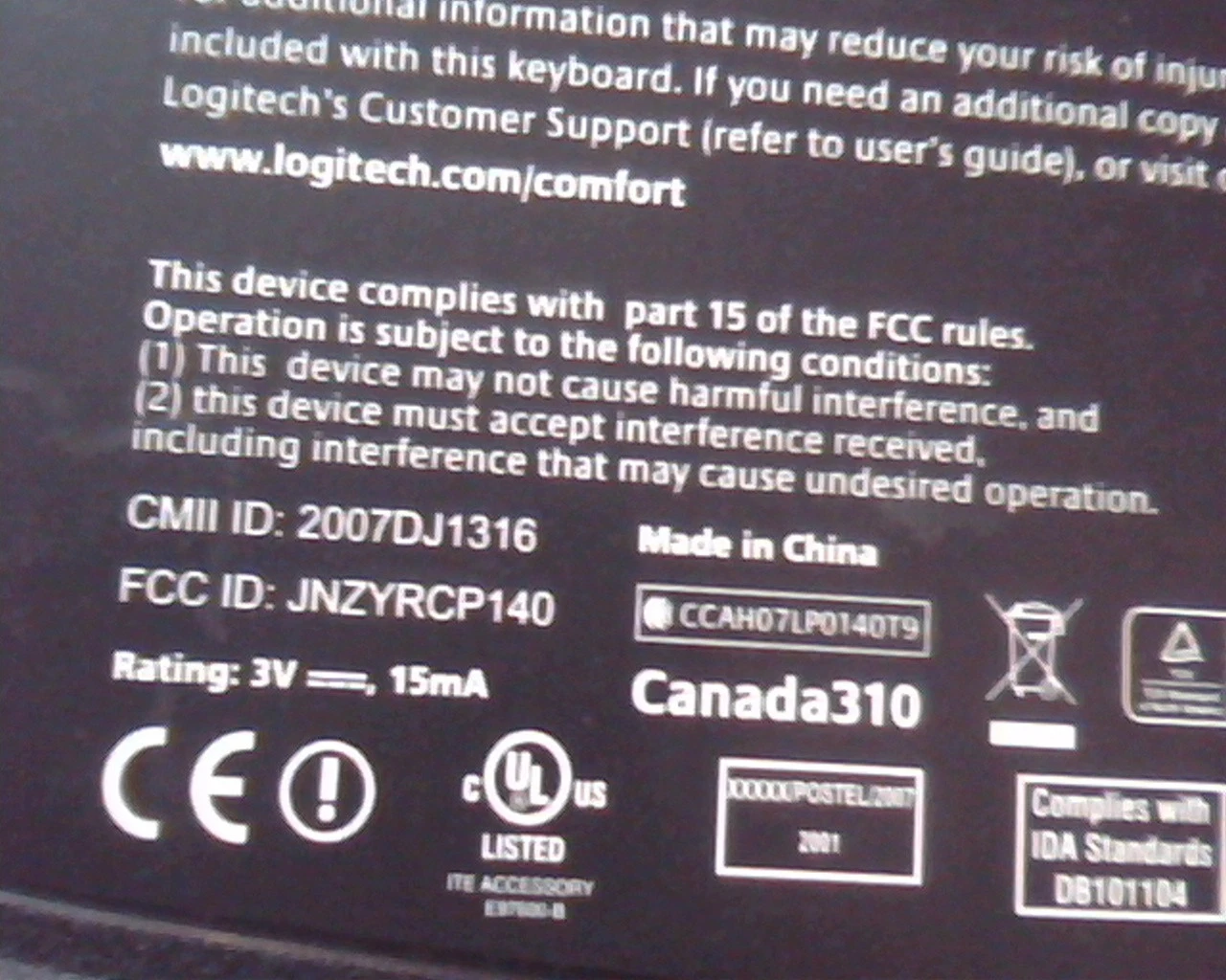 Logitech keyboard 820-000396 13734-001 A MC735CZ Y-RCP140 - nice condition - image 7