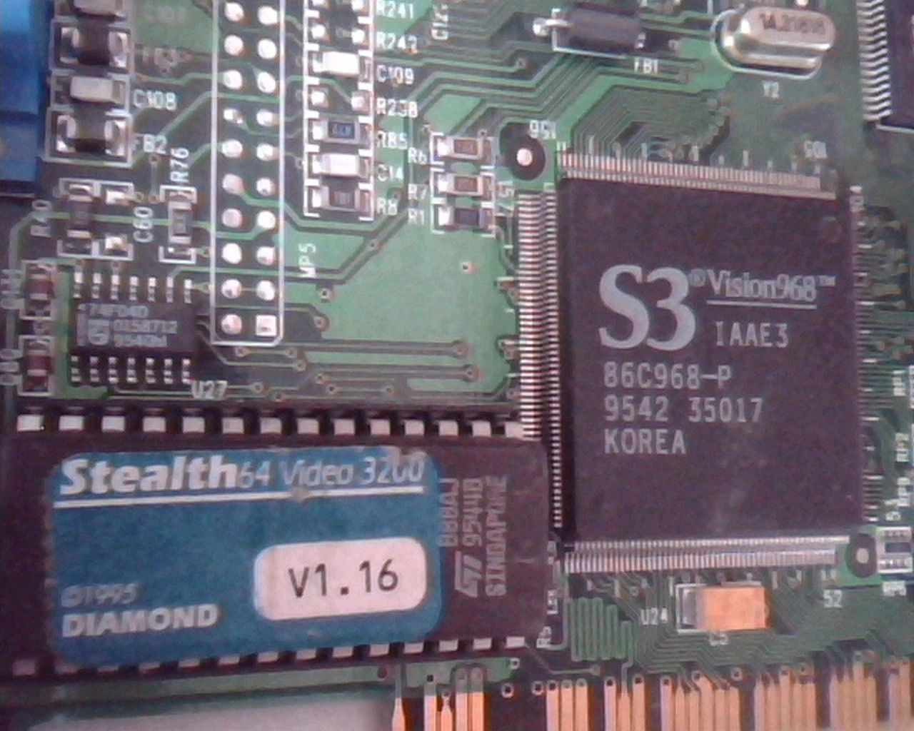PCI Video card S3 Vision968 Stealth 64 Video 3200 PCI V1.16 Diamond 22-0051D7 - image 2
