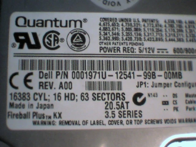 Hard Drive IDE Quantum Fireball Plus KX 20.5AT 01971U KX20A461 KX20A011 Rev 01-B - image 4