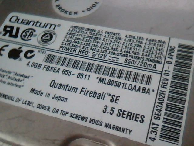 Hard Drive IDE Quantum Fireball SE 4.3AT SE43A02H apple 655-0511 SE43A012 - image 2