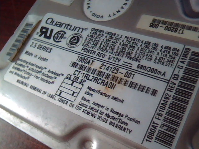 Hard Disk Drive IDE Quantum Fireball 1080AT FB10A011 03-G 214123-001 FB10A492 - image 2