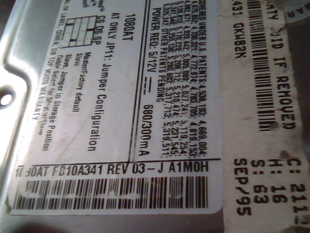 Hard Disk Drive IDE Quantum Fireball 1080AT 06H8726 FB10A011 FB10A341 03-J - image 3