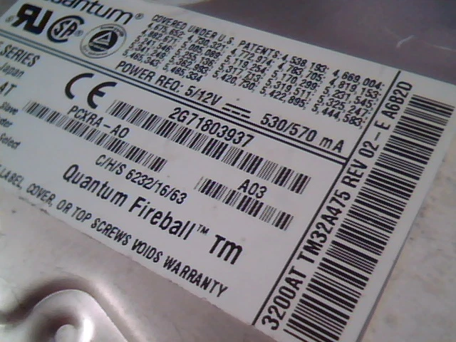 Hard Disk Drive IDE Quantum Fireball TM 3200AT TM32A012 02-D PCXRA-AO TM32A475 - image 2