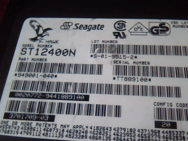 Hard Disk Drive Seagate Hawk ST12400N S-01-9515-2 949001-040 3701709-03 - image 2