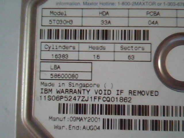 Hard Disk Drive IDE IBM Maxtor 5T030H3 33A 04A 06P5247 19K1567 - image 2