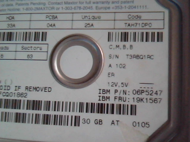 Hard Disk Drive IDE IBM Maxtor 5T030H3 33A 04A 06P5247 19K1567 - image 3