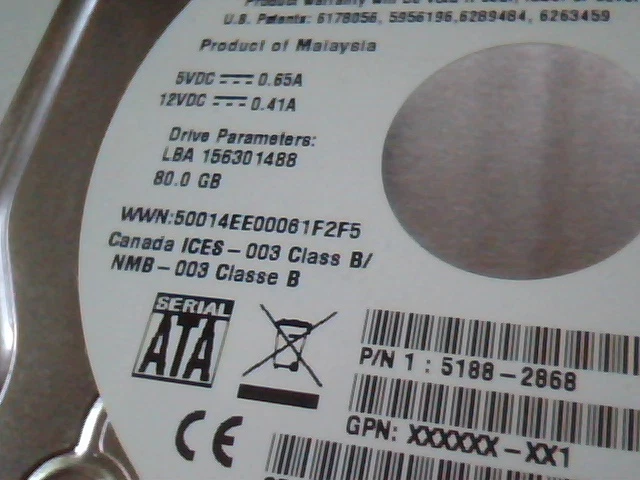 Hard Disk Drive SATA Western Digital WD800AAJS-22PSA0 80GB 156301488 Caviar SE - image 3