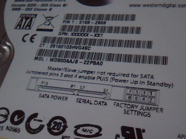 Hard Disk Drive SATA Western Digital WD800AAJS-22PSA0 80GB 156301488 Caviar SE - image 4