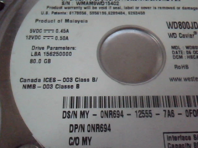 Hard Disk Drive SATA Western Digital WD800JD-75MSA3 Caviar SE HSCANTJCA - image 3