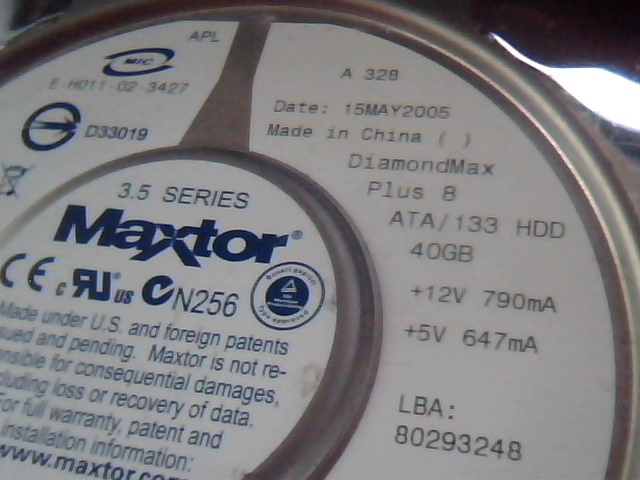 Hard Drive IDE Disk Maxtor E-H011-02-3427 DiamondMax Plus 8 40GB NAR61HA0 - image 2