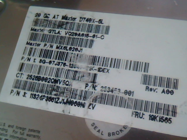 Hard Disk Drive IDE Maxtor D740X-6L MX6L020J1 253453-001 A00 19K1565 20GB - image 3