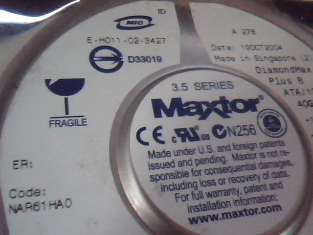 Hard Disk Drive IDE Maxtor DiamondMax Plus 8 40GB NAR61HA0 E-H011-02-3127 - image 2
