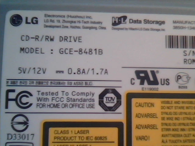 CD Drive IDE LG CD-R RW GCE-8481B 1.10 November 2002 Rewritable Ultra Speed - image 3