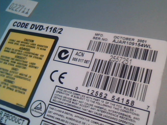 DVD Drive IDE Code DVD-116/2 DVD-116 Pioneer October 2001 ATAPI - image 3