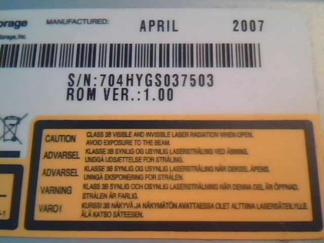 Super Multi DVD Rewriter GSA-H54N Drive 1.00 April 2007 LG IDE - image 3