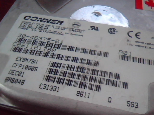 Hard Drive SCSI Conner CFP1080S 30-46375-01 A01 EX9M79H - image 2