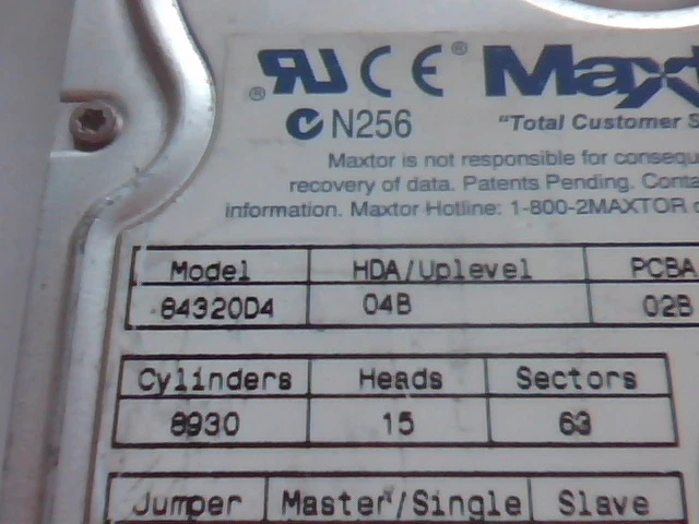Hard Disk Drive IDE Disk Maxtor 84320D4 04B 02B 11A 11/97 - image 3