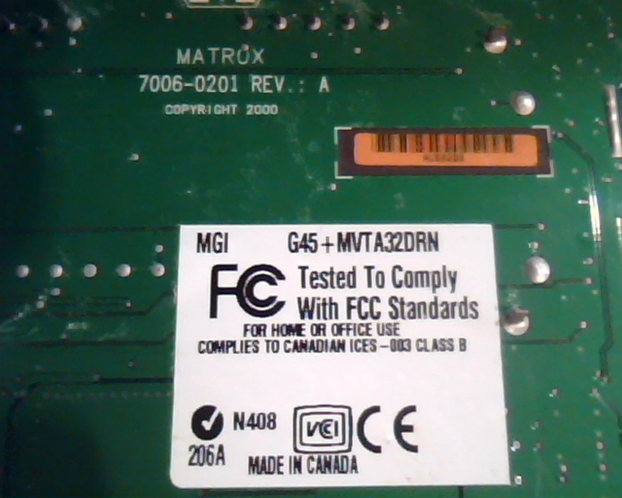 AGP card MGI G45+MVTA32DRN Matrox 7006-0201 Rev A VGA Video A/V - image 3