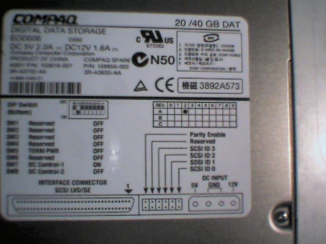 SCSI DAT Tape Drive Compaq EOD006 158856-002 20/40 LVD - image 4