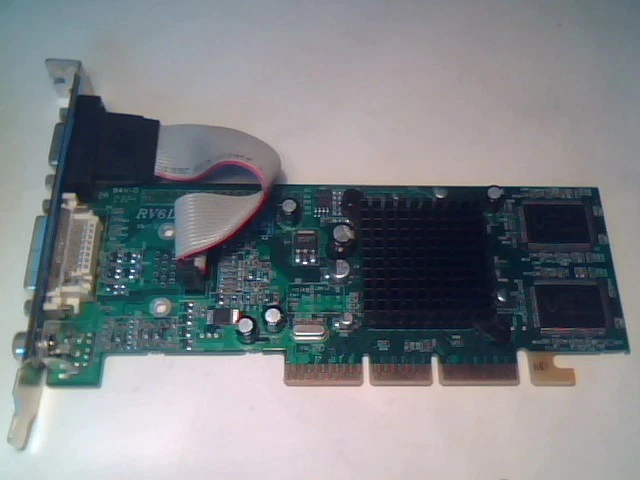 Video Graphics Card AGP RV6DL V1.2 RV6D-B3-64M Radeon 7000 ATI VGA DVI TV-out