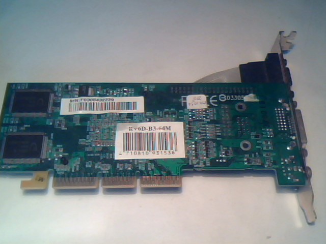 Video Graphics Card AGP RV6DL V1.2 RV6D-B3-64M Radeon 7000 ATI VGA DVI TV-out - image 2