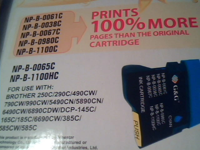 Set of G&G NP-B-0061 Color Inkjet Ink Cartridges Compatible LC-61 Brother - image 5