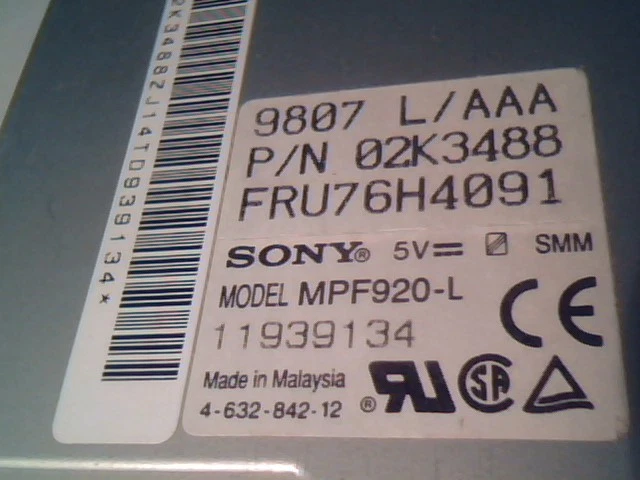 IBM RS6000 SONY MPF920-L FRU 76H4091 3.5" 1.44 MB Floppy Drive FDD with tray - image 4