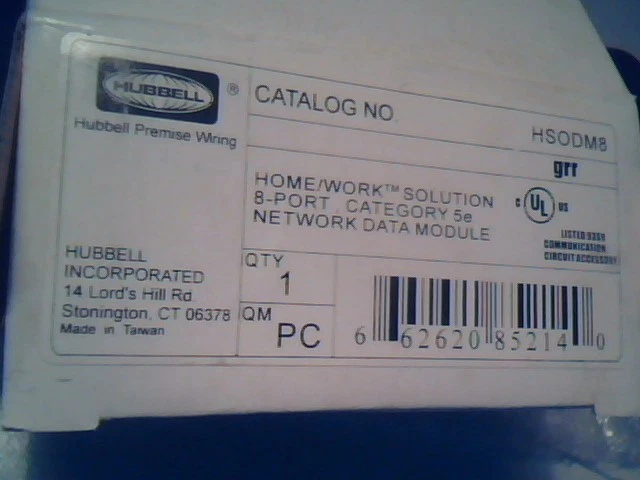 HUBBELL BRYANT HSODM8 Speedgain CAT 5E NETWORK DATA MODULE, 8-PORT - image 5