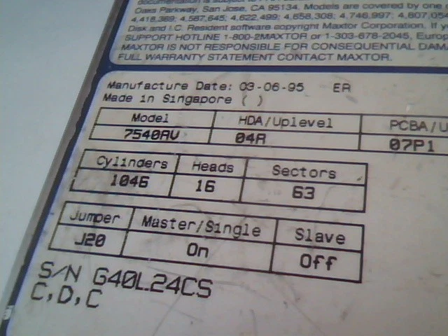 Hard Disk Drive Maxtor 7540AV 04A 07P1 A1A G40L24CS HD - image 2