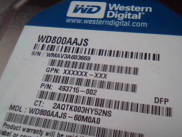 Hard Drive Disk SATA Western Digital WD800AAJS 493715-002 WD800AAJS-60M0A0 - image 2