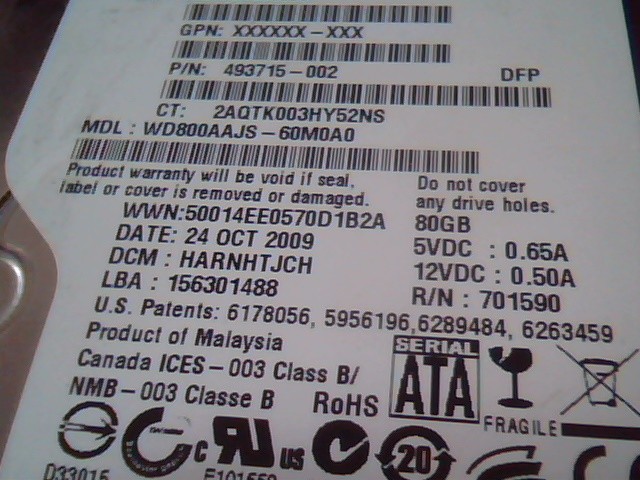 Hard Drive Disk SATA Western Digital WD800AAJS 493715-002 WD800AAJS-60M0A0 - image 3