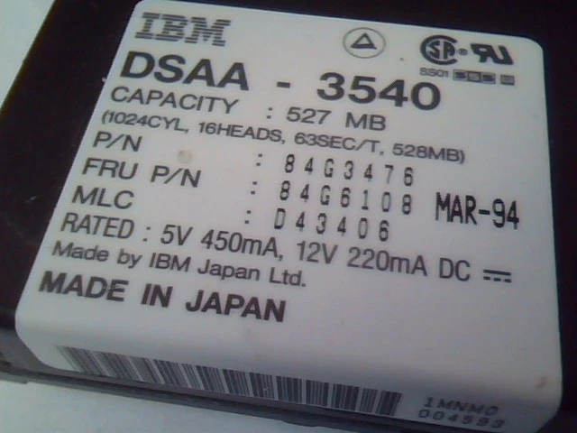 Hard Disk Drive IBM DSAA-3540 84G3476 84G6108 D43406 - image 2