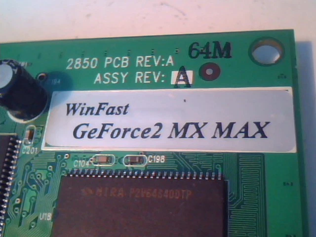 AGP Video Graphics Card WinFast GeForce2 MX MAX 64MB 64M LRI 2850 TV Out ARX - image 4